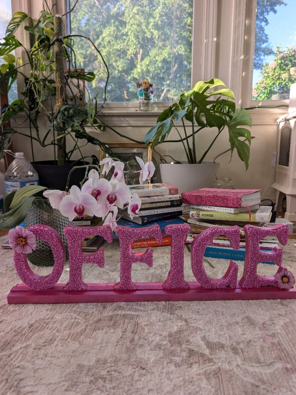 Hand-beaded Office sign